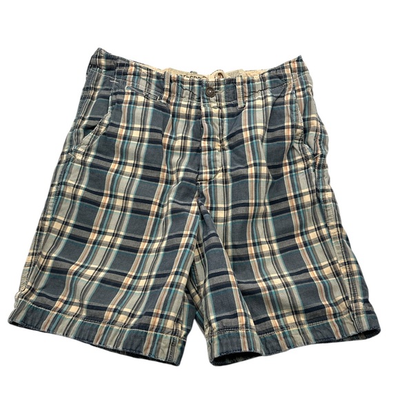 Abercrombie & Fitch‎ Shorts Men's Plaid Button Fly Front Blue/Tan size 32 (A53) - Picture 1 of 10